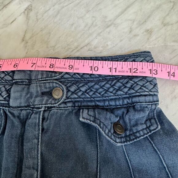 Free People Women's Denim Braided Waist Bohemian A-Line Skirt Size 0 - Picture 4 of 4